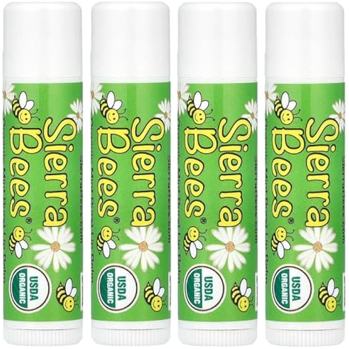 Sierra Bees ORGANIC LIP BALMS, MINT BURST, 4 PACK, 0.15 OZ (4.25 G) EACH - Image 1